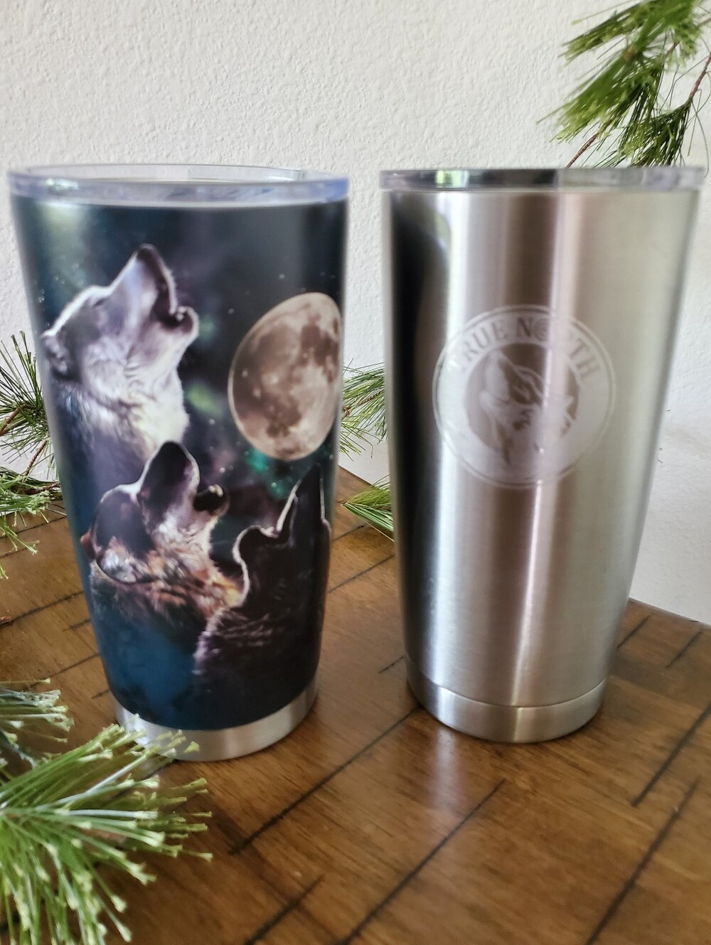 NEW True North Wolf Pack Tumbler Set 2pc Stainless Steel Insulated Travel Mug